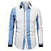 Camisa de Lino a Rayas Hombre Camisas Informales Regular Top Corte Slim Cómodo Blusa de Discoteca Ropa Casual Delgada Camiseta Rayas Negras y Blancas Basica Yvelands(Azul,XL)