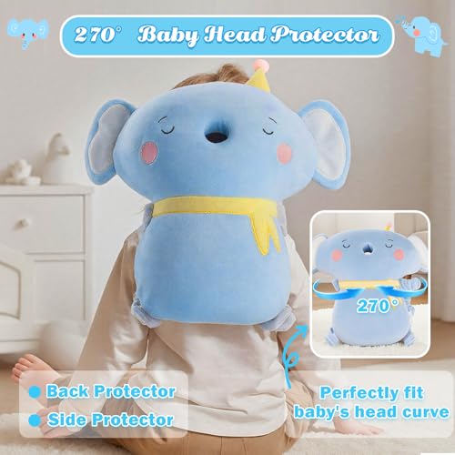 Baby Head Protector Backpack Memory Foam,Toddler Baby Walker Head Protection Safety Pad, 3-Sided Fall Head Safety Protection (Pink Rabbit) — view 3
