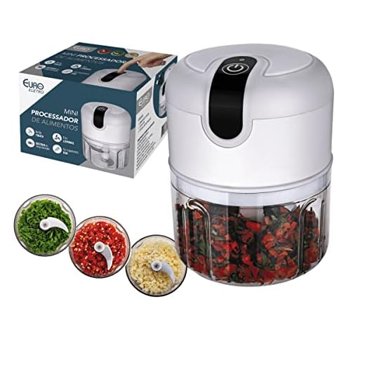 Euro Mini Processador de Alimentos Usb Elétrico, tritura cebola, pimenta, cebolinha, frutas e legumes, ELT1805, HOME