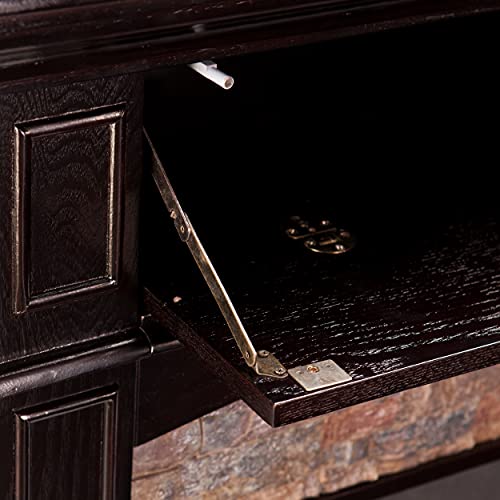 Sei Furniture Grantham Faux Stone Corner Electric Media Fireplace, Ebony Finish. #TOP5