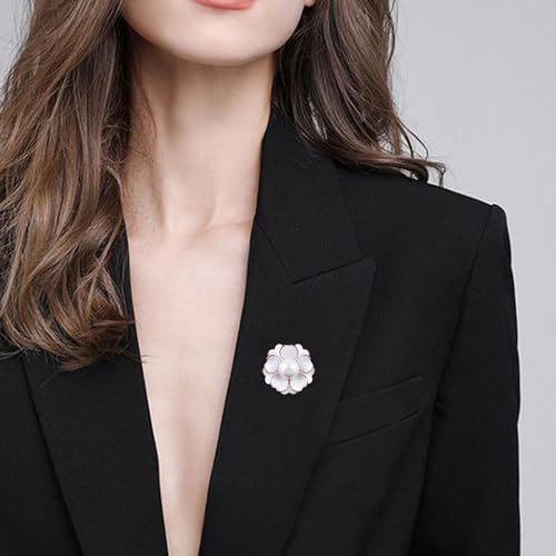 Image of GBAHFY Women's Camellia Flower Pearl Enamel Brooch Pins Fashion Elegant Pearl Brooches for Women Ladies Bridal Wedding Corsage Jewelry Gifts