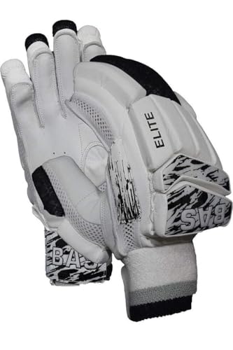 Image of BAS Vampire Elite Cricket Batting Gloves Black White for Men Right Handed