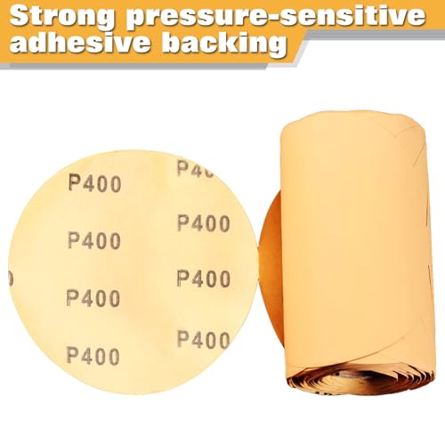 Image of SPEEDWOX 100 Pcs 400 Grit 5 inch Round Sanding Discs Sandpaper Roll | Adhesive Back PSA Sticky Back, No Hole, Stick and Sand Sandpaper for Wood, Auto Body Repair Marine Paint Metal and Plastics