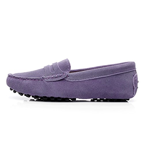 Image of ANUFER Women's Classic Suede Penny Loafers Comfort Handmade Slipper Moccasins