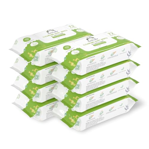 Image of Amazon Brand - Mama Bear Cleansing Baby Wipes With Lid | 576 Wipes | 72 Wipes x 8 Packs | Dermatologically Tested | With Aloe Vera & Vitamin E | Alcohol-free | Paraben-free | Water-Based Formulation