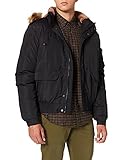 Kapuze mit Felleinsatz Urban Classics TB1455 Herren Jacke Hooded Heavy Bomber Jacket, Gr. XX-Large, Schwarz (black 7)