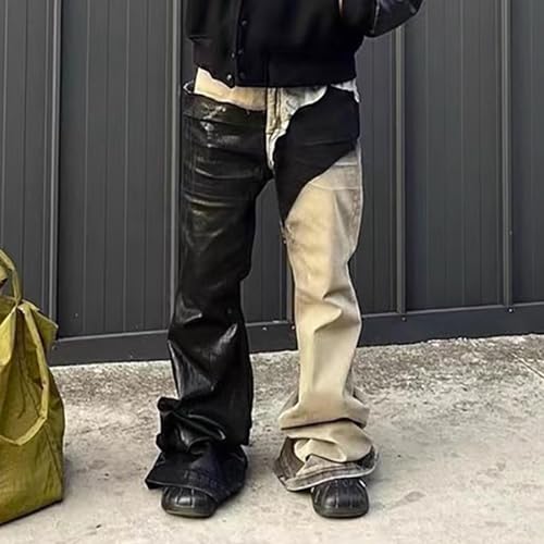 Spliced Coating Micro Layered Stacked Wax Pants for Men and Women s Equal Weight Jeans4