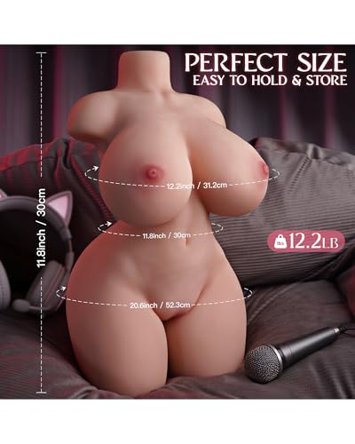 Image of baiwatt 10 Vibrating Sex Doll Male Masturbator, AI Sync Pocket Pussy 2:1 Hip-to-Waist Ratio Big Bood & Soft Ass, Built-in Skeleton Male Sex Toy Adult Toy with Realistic Textured Tunnel Torso Sex Dolls