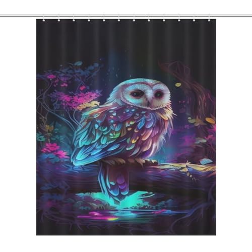 Rideau de douche hibou tissu imperméable lavable en machine 152x183cm - 7
