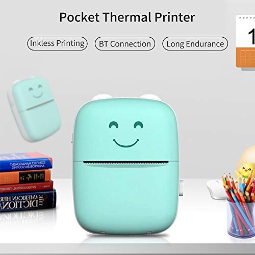 Queenser Mini impressora térmica portátil Impressora sem fio BT de 203dpi com 1 rolo de papel térmic