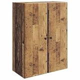 Roanoer Armadio da parete in legno anticato, 66 x 34,5 x 90 cm, armadio sospeso a parete in legno con 2 ante e maniglie in metallo, armadio salvaspazio per soggiorno e garage