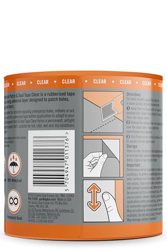 Gorilla 107660 Waterproof Patch & Seal Tape Clear 2.4m