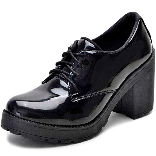 Sapato Oxford Feminino Casual Social Com Cadarço Sapatofranca Branco E Preto