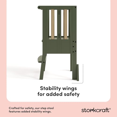 Image of Storkcraft Toddler Standing Tower Kitchen Step Stool, Olive /Driftwood