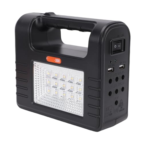Luocute Generatore Portatile Ad Energia Solare, Batteria Ai Polimeri di Litio da 12000 MAh con Pannello Solare e 3 Lampadine LED, Luci a Corda da Esterno per Emergenza in Campeggio