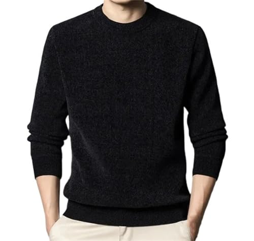 Men's Thickened Knitted Sweaters Solid Fleece Crew Neck Warm Knitted Top Oversize Knitted Pullover Jumper