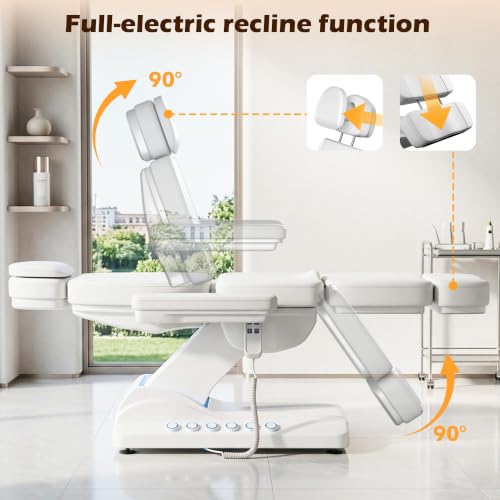 Image of Electric Massage Table, 3 Motor Adjustable Facial Bed with Lift for Spa