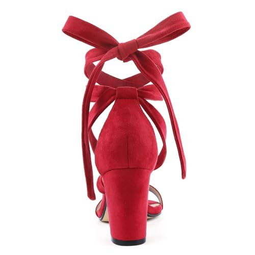 Image of JOY IN LOVE Women's Lace Up Heels 3 Inch Chunky Block Heel Strappy Sandals