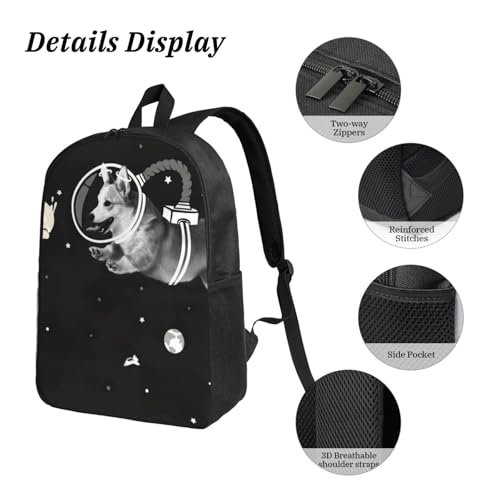 Sac à dos cartable Space Corgi avec trousse et sac repas isolant