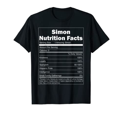 Funny Nutrition Facts Last Name Design - Simon Camiseta