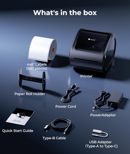 Image of Phomemo D520BT Shipping Label Printer with 500 Pcs Labels