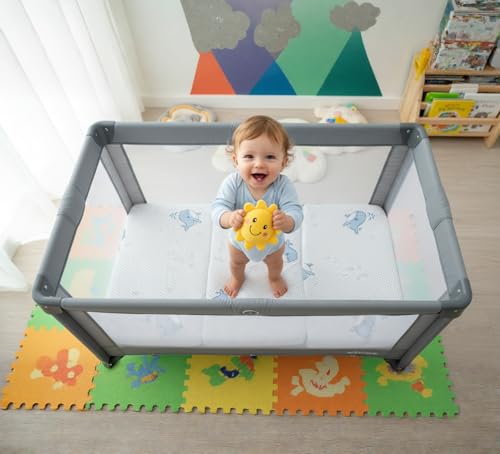 Image of Pack and Play Mattress, 38 inchx26 inch Breathable High Density Soft & Firm Memory Foam Pack N Play Mattresses Pad, Foldable Mattress for Pack N Play with Carrying Bag & Washable Cover