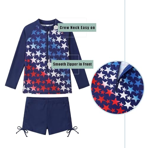 Image of Girls Rash Guard Set for Girls Long Sleeve Swimsuits Hawaiian Two Piece Bathing Suits Swimwear Set