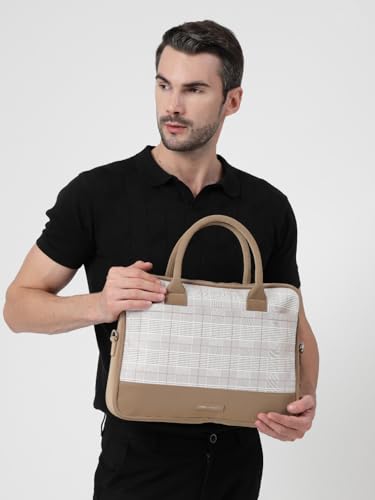 Image of Thomas Scott Men Checked PU Laptop Bag