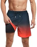 Swim Trunks Men Anti Chafe Short Swim Trunks No Mesh Mens Black Mens Swim Trunks with Boxer Brief Li