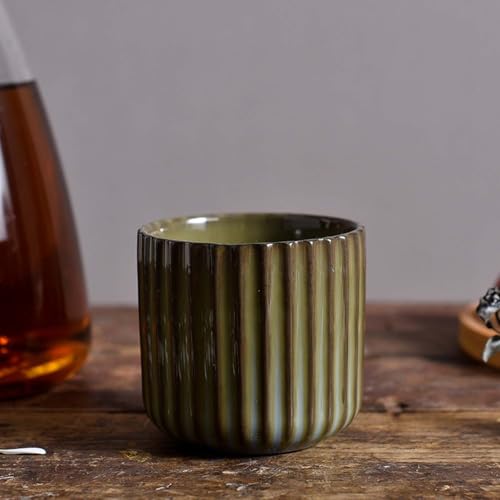 Taza cerámica retro japonesa color verde lago miniatura 1