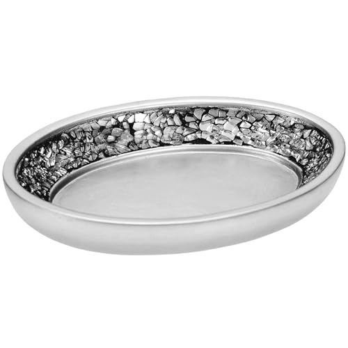 Image of Creative Scents Crackled Glass Soap Dish for Bathroom, Decorative Dry Bar Soap Holder, Best Dishes for Sink /Bath /Shower Decor.