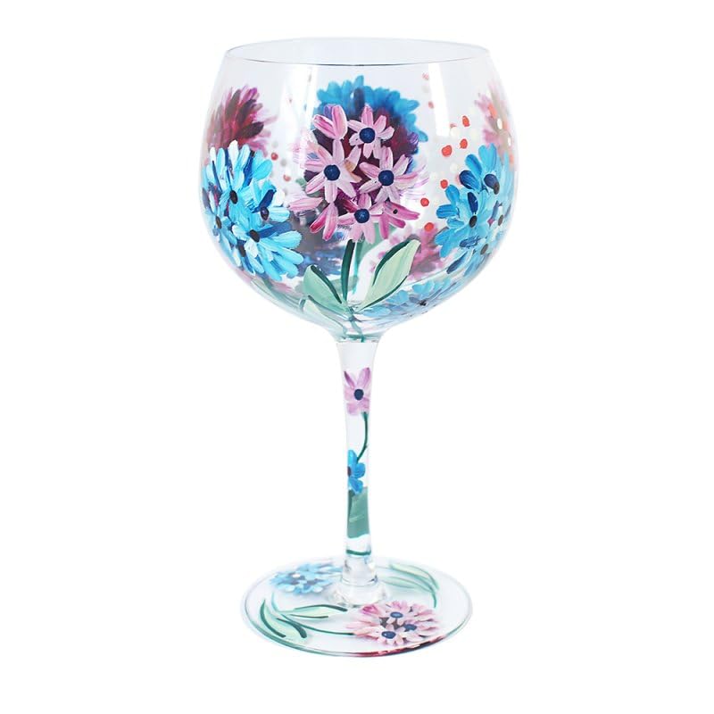 Lesser & Pavey Cocktail Glass Gin Hydrangeas Floral Tonic Copa Liquor Hand Painted Flowers Hydrangea