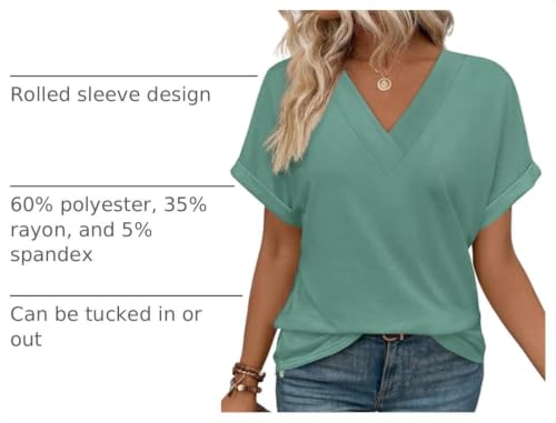 Image of WIHOLL Womens Summer Tops Short Dolman Sleeve Shirts 2026 Fashion V Neck Outfits Clothes