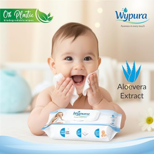 Image of Paraben Free Baby Wet Wipes with Lid | 72 Wipes | Extra Thick Soft Cleansing Wipes | Aloe Vera and Vitamin E | Gentle, pH Balanced, Rash Protection (Pack of 1)