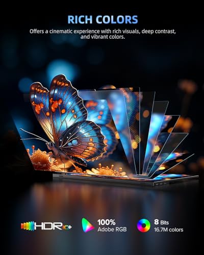 Image of Newsoul 15.6 inch 4K QLED Portable Monitor, UHD 3840x2400 600 Nits 100% AdobeRGB, USB-C HDMI HDR FreeSync, Second Screen for Laptop MacBook PC Game Consoles, VESA Mountable Travel Monitor with Speakers