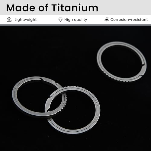 Image of MoHern Titanium Key Rings, 3 Pack Heavy Duty, Large Key Ring for Dog Tag, Side Pushing Quick Release, Durable Round Key Ring