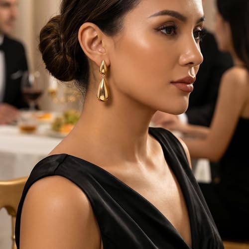 Aretes estilo lágrima doble clip para mujer miniatura 3