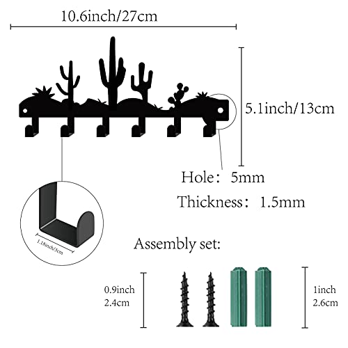 Creatcabin Cactus Metal Key Holder Hanger Organizer Rack Wall Mounted Decor Decorative 6 Hooks For Entryway Front Door Kitchen Office University Dormitory,With Screws And Anchors 10.6Inch X 5.1Inch #TOP1