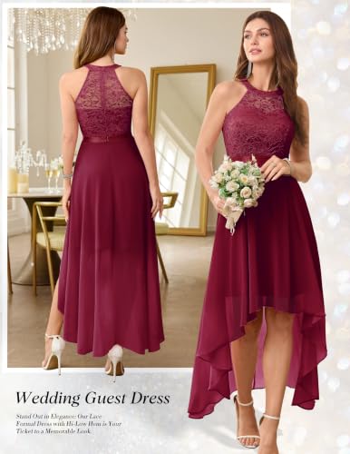 Image of Wedtrend Women's Semi Formal Dresses Halter Bridesmaid Dresses Wedding Guest Dress High Low Prom Dress