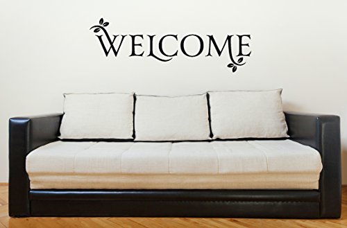 Welcome Quote with Leaves Large Wall Decal for Entryway Décor