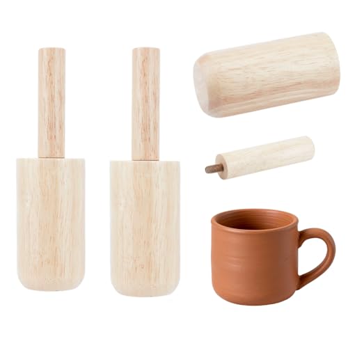 BENECREAT 2 juegos de tazas moldes de cerámica, 5,9/6,3 cm, moldes para tazas, herramientas de moldeo de cerámica con mango, herramienta de molde de cerámica para la fabricación de tazas de cerámica