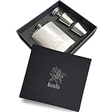 Hip Flask For Liquor or Whiskey With Shot Glasses and Funnel Set | 7oz Leak Proof Flask for Men with 2 Stainless Steel Shot Glasses and Free Funnel & Gift Box | Perfect Present for Men or Women