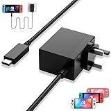 for Nintendo Switch Charger - 39W Fast Charging Nintendo Switch AC Adapter UK for Switch/OLED/Lite/Dock (Supports TV Mode) and Switch Pro Controller with 1.5m USB C Cable