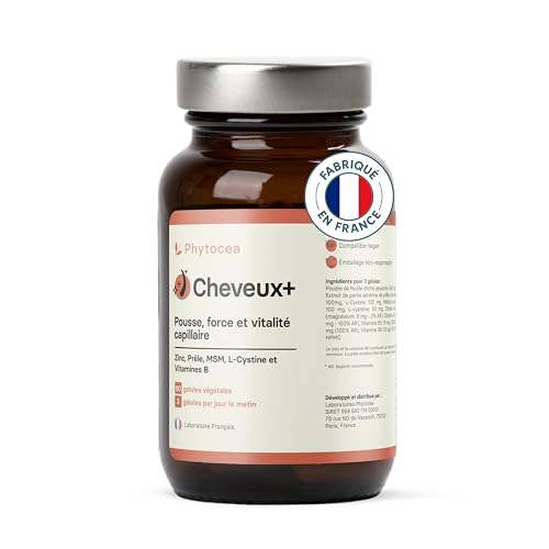 Phytocea Cabello + Suplemento Crecimiento y Fortificación Capilar | Ortia, MSM, Prerdole, Zinc, Vitaminas B5 B6 B8 | Cuidado Natural Anticaída Hombre y Mujer | 90 Cápsulas Veganas