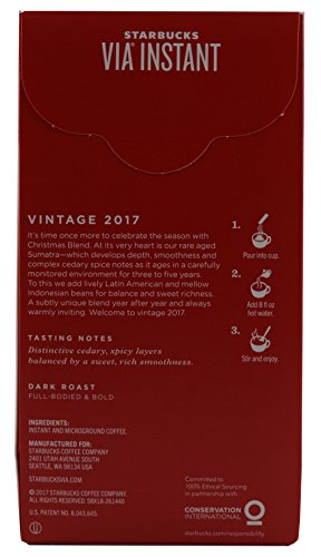 Starbucks VIA Christmas Blend Instant Coffee 36 Servings (3 Pack/Boxes) 12 Packets Each Box