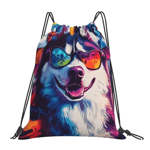 Colorful Dogs Print Drawstring Bags Gym Sports Travel Work Sack String Bag Yoga Bag Unisex Adult