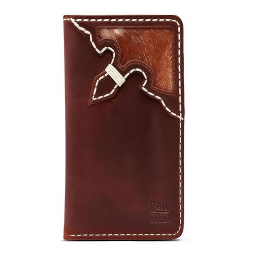 Full-Grain Leather Classic Long Bifold Wallet - Sleek Handcrafted Vertical Wallet - Compact Minimalist Men's Bifold Wallets w/ Multiple Card Slots, 2 Long Side Pockets, and Sleeve (American Flag)