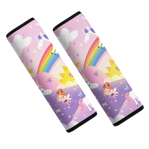 Image of Seat Straps Shoulder Pads for Kids - Seat Belt Cover Pad, Perfect for Car Booster Seats, Strollers, High Chair, Backpacks, and More, Unicorn