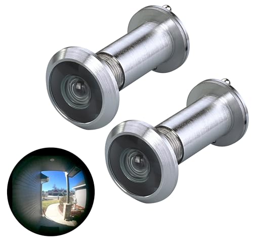 Image of TOGU TG2814YG-SPC Solid Brass UL Listed 220-degree Door Viewer with Heavy Duty Privacy Cover for 1-3 /8 inch to 2-1 /6 inch Doors, Brushed Satin Chrome Finish,2 Sets