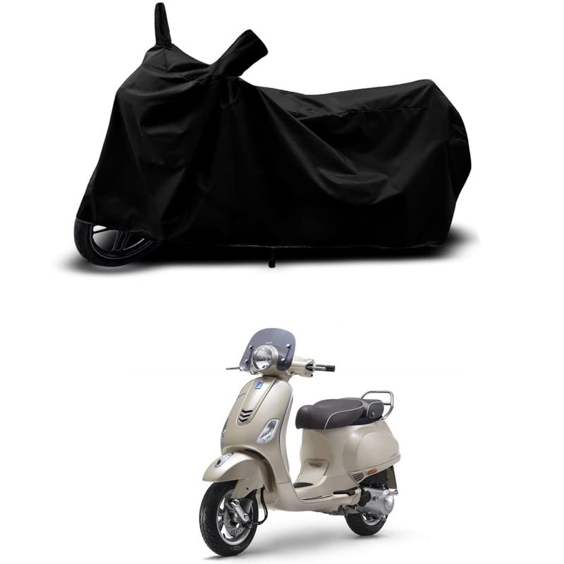 Image of 100% Scratchproof /UV-Rays /Heat Protection /Birds Dropping /Water Resistant /Dust Proof /Waterproof /Bike Scooty Two Wheeler Body Cover Compatible for Vespa Elegante 150 BS6 All Varient[Black]